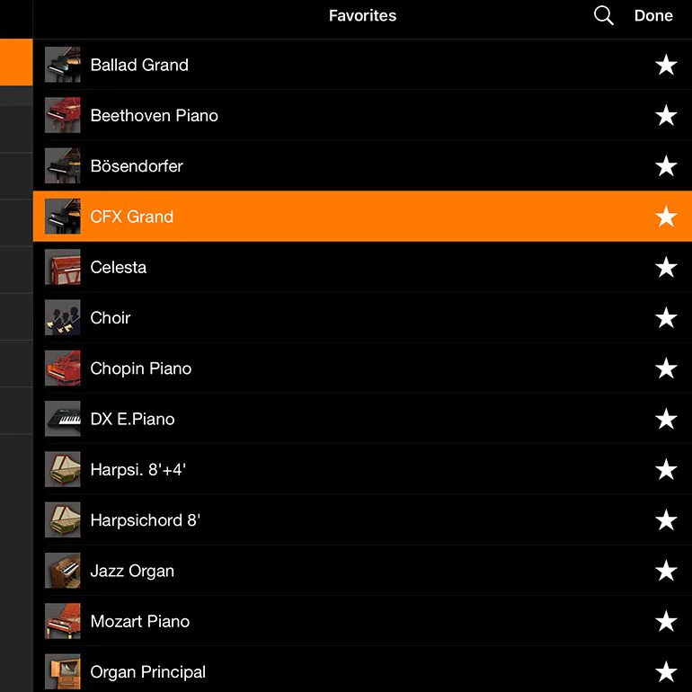 Menu âm thanh Silent Piano